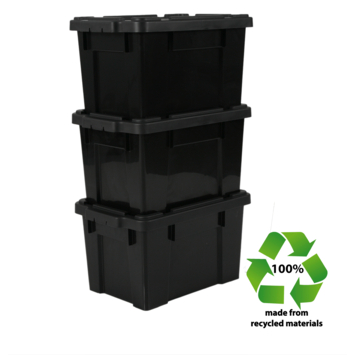 Iris Powerbox Robuust Opbergbox - 21L - Kunststof - Zwart - Set van 3