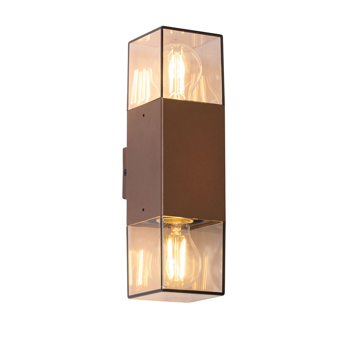 Buiten wandlamp roestbruin met smoke kap 2-lichts IP44 - Denmark