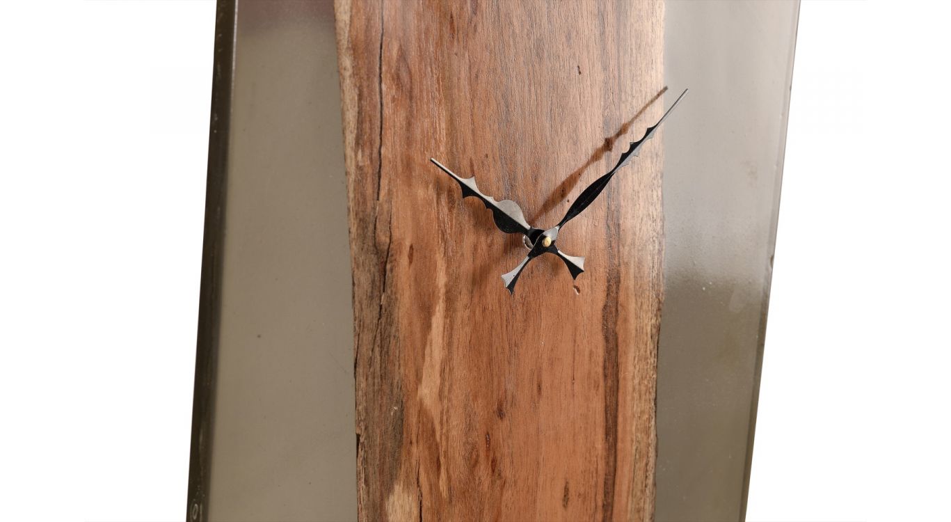 Horloge bois, epoxi marron 37x2x37cm - bois-epoxi