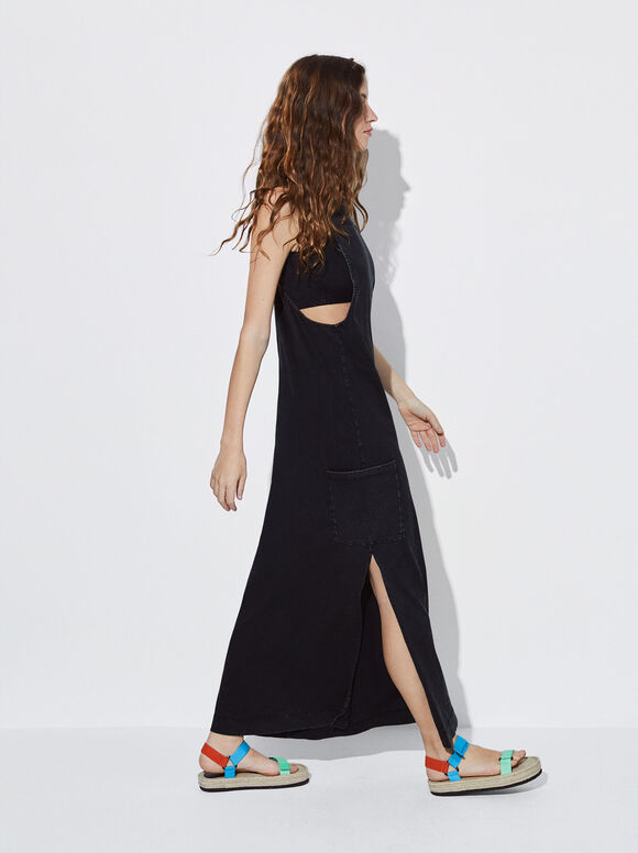 Vestido grande com bolsinha - Preto