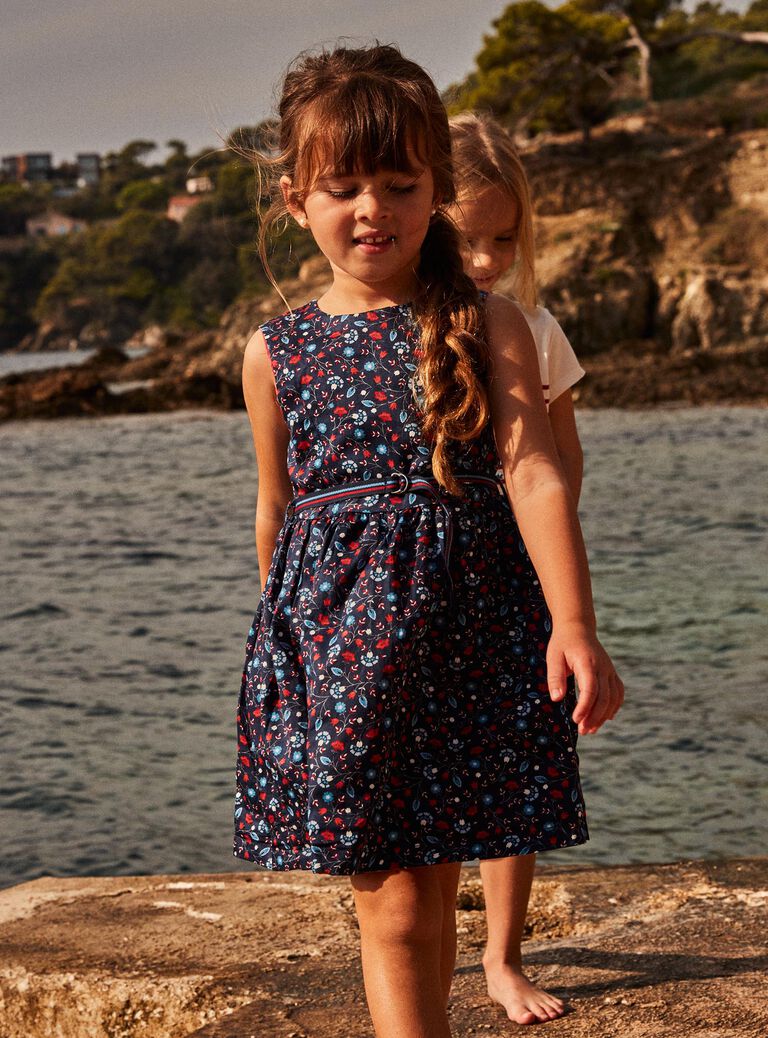 Robe réversible rouge et bleu marine