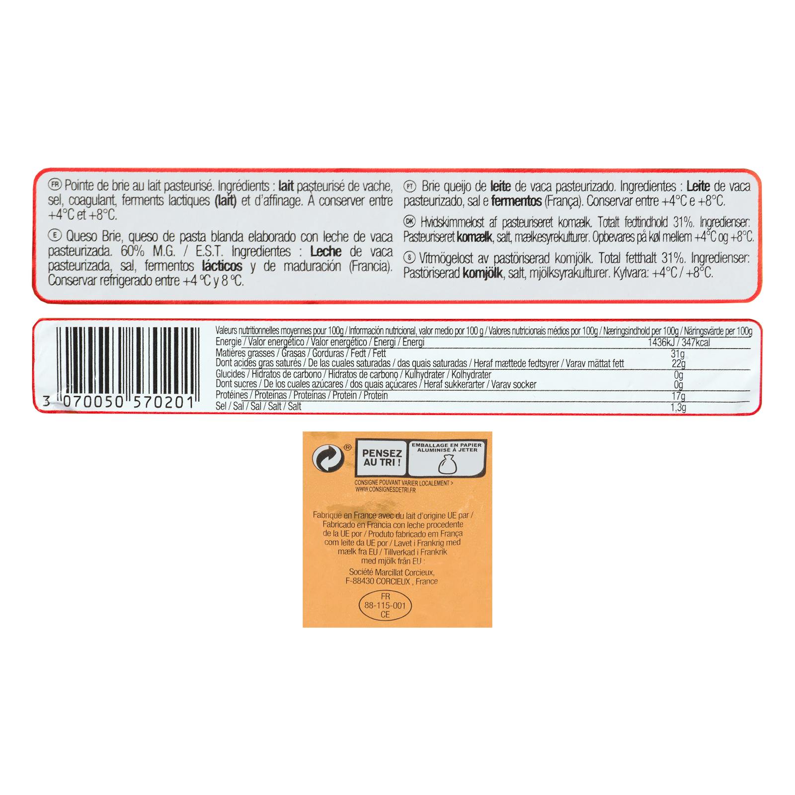 Fromage brie marcillat de vache Plaisir de Roy