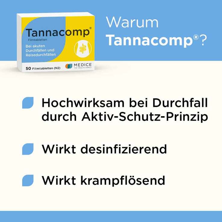 Tannacomp® Filmtabletten bei akutem Durchfall , 50 St