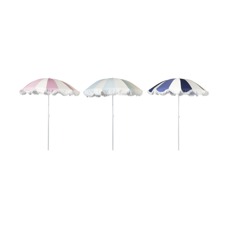 Parasol gestreept - lichtblauw/wit - ø160x180 cm
