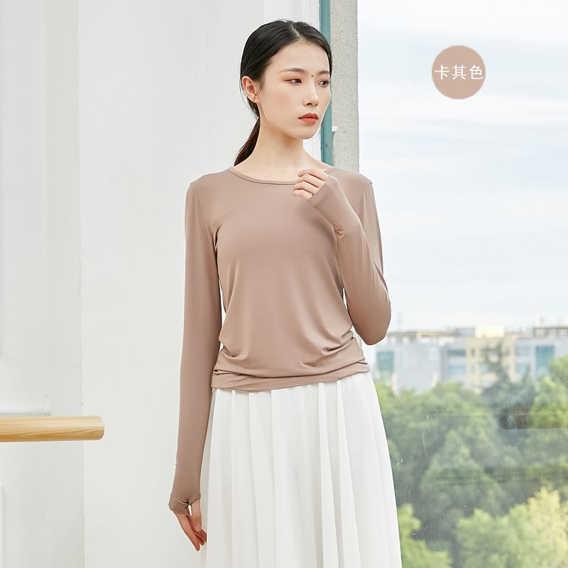 Cossita - Effen dans-T-shirt met lange mouwen en ronde hals