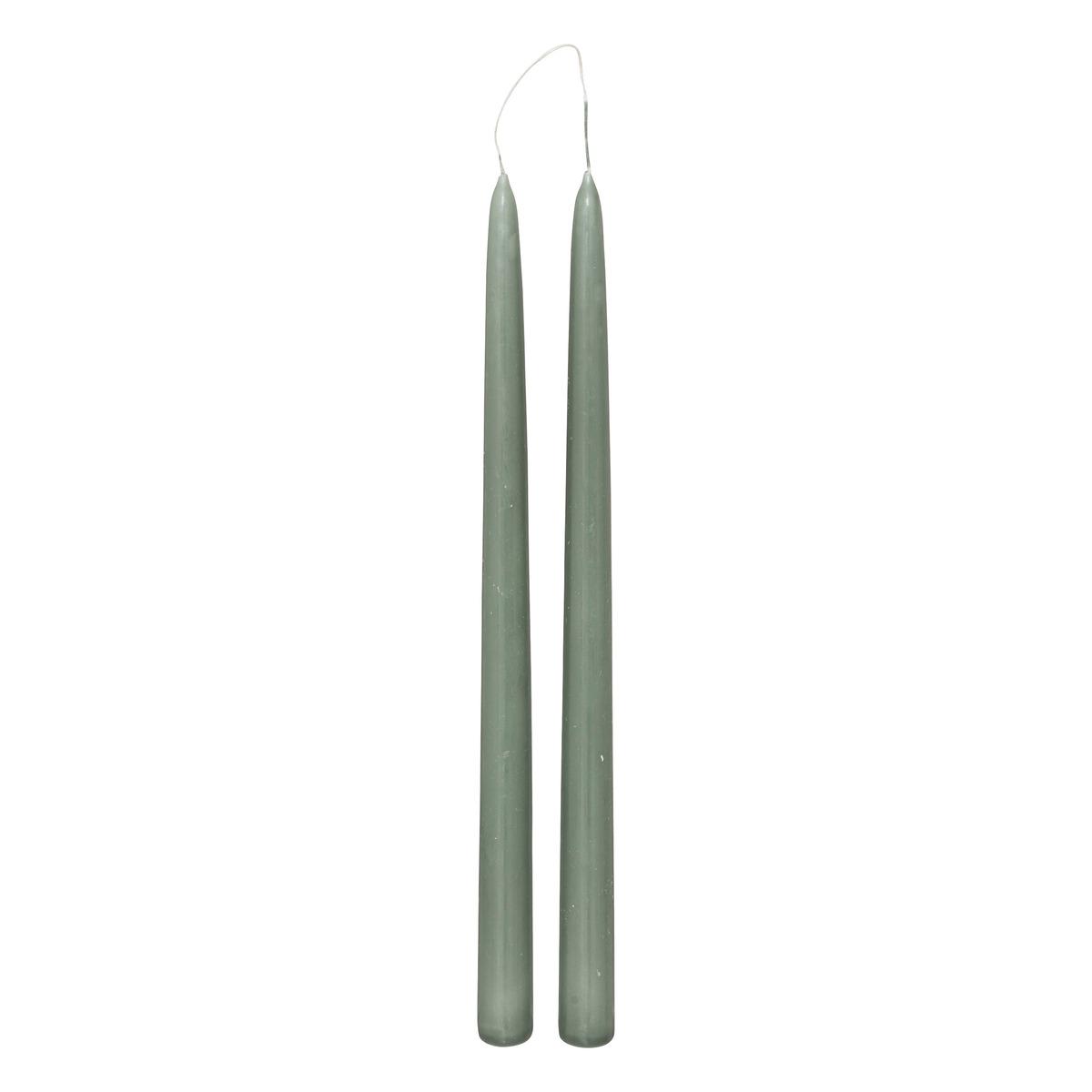 BOUGIE BATON HUGO CELADON H.30CM X2 PIECES