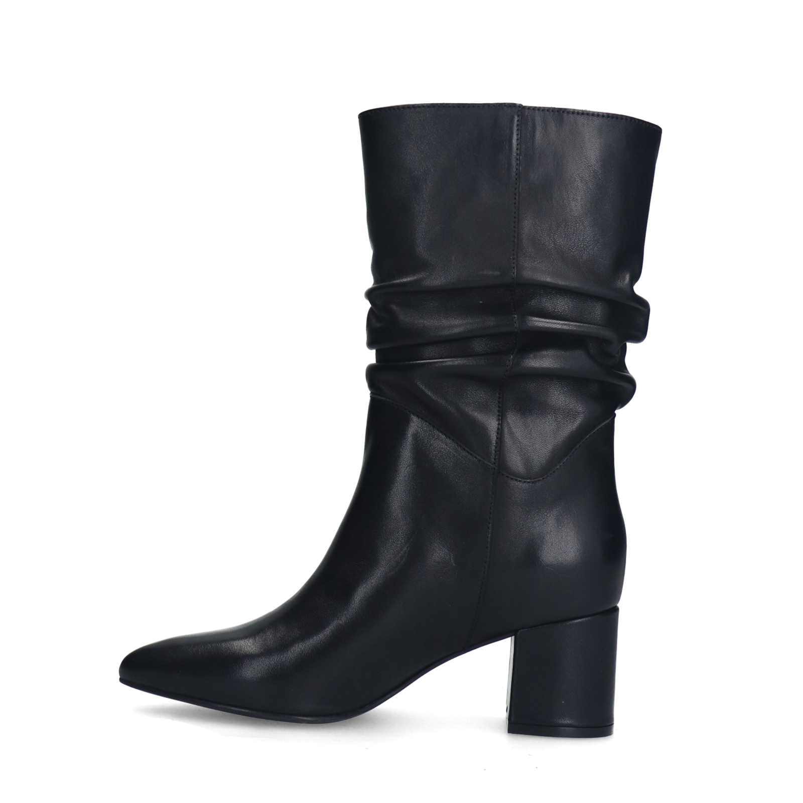 Zwarte leren laarzen met hak