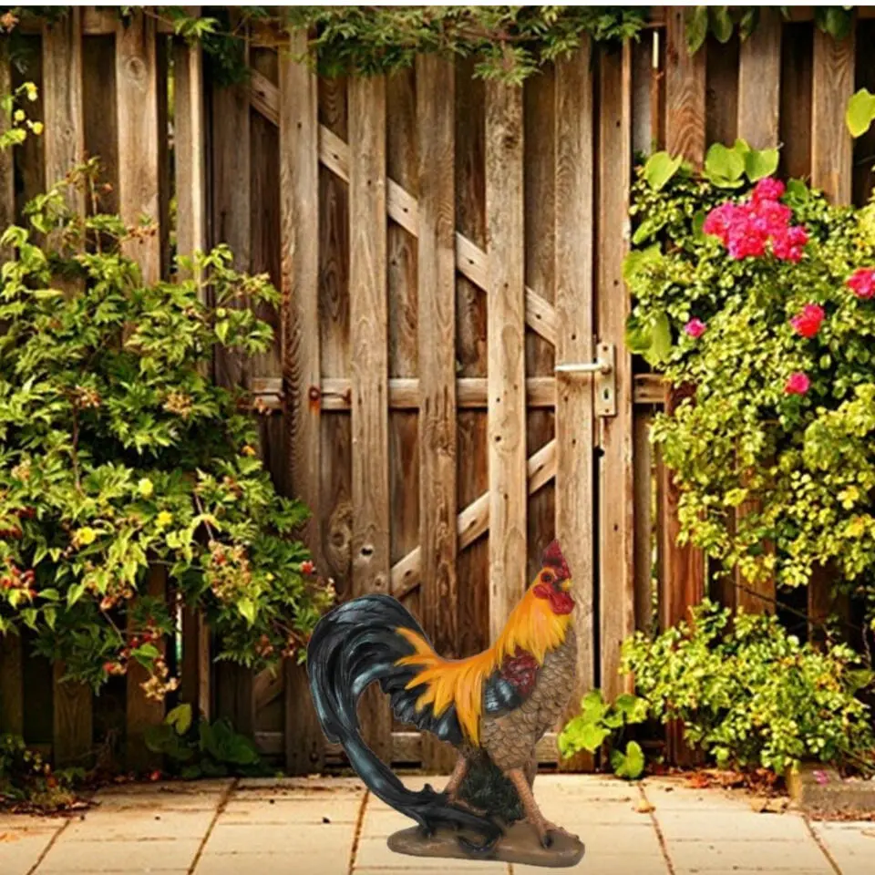 Sunnydays Tuin decoratie Haan/kippen beeld - 34 x 36 cm - buiten