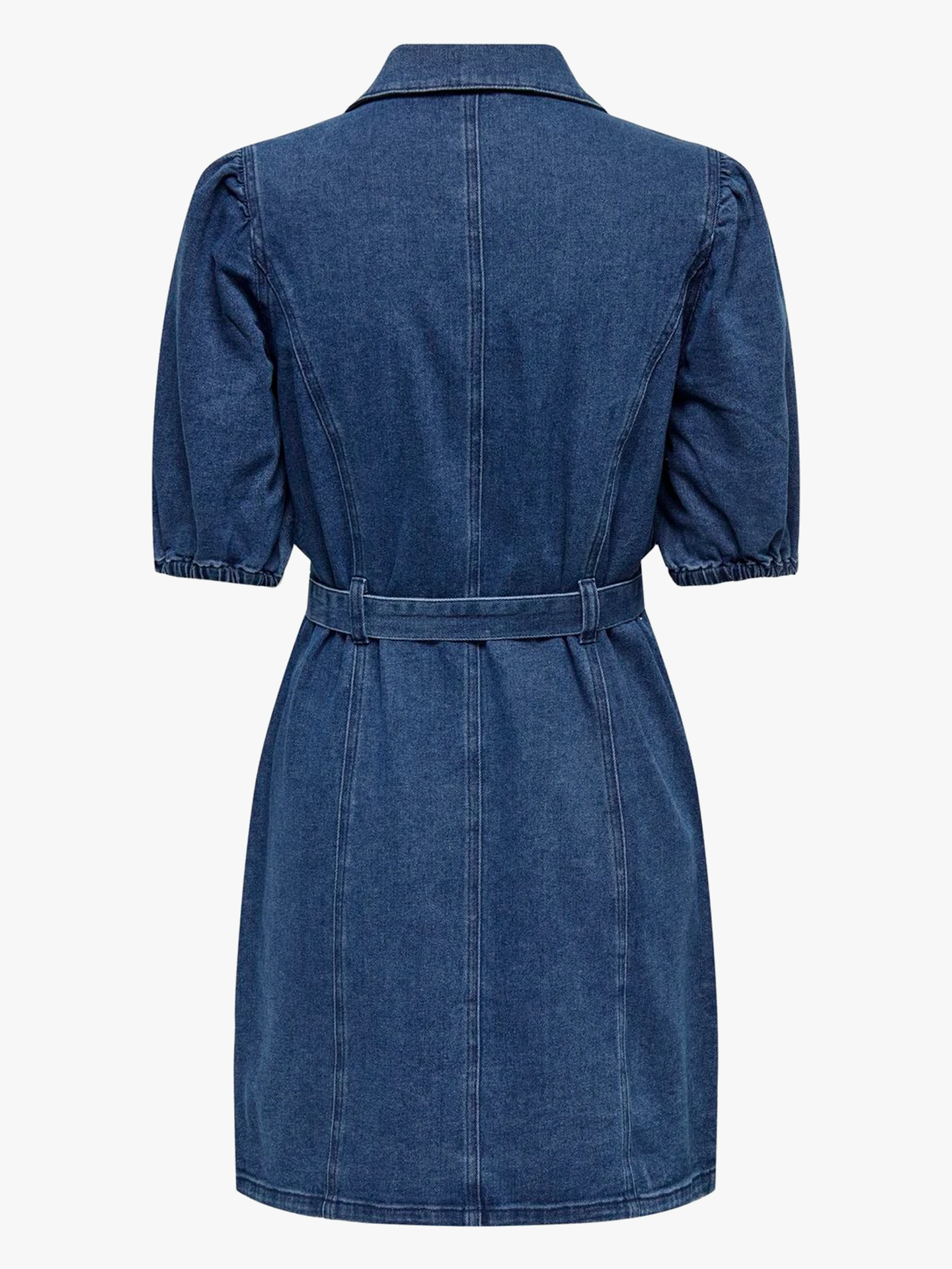 Vibbe Short Sleeve Belt Denim Dress
