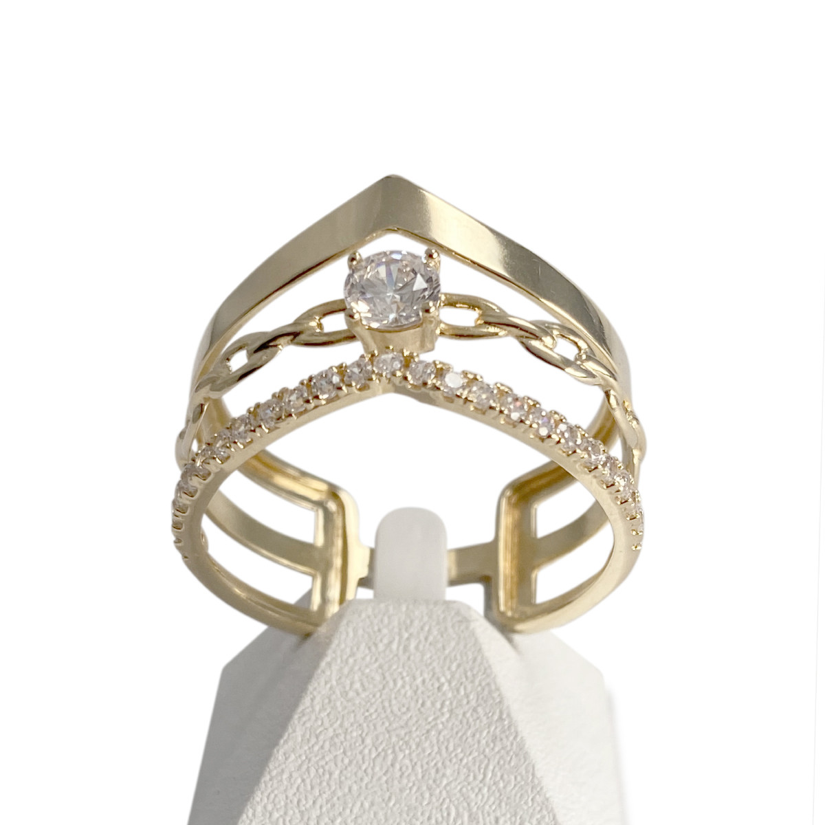 Bague d'occasion or 750 jaune zirconias