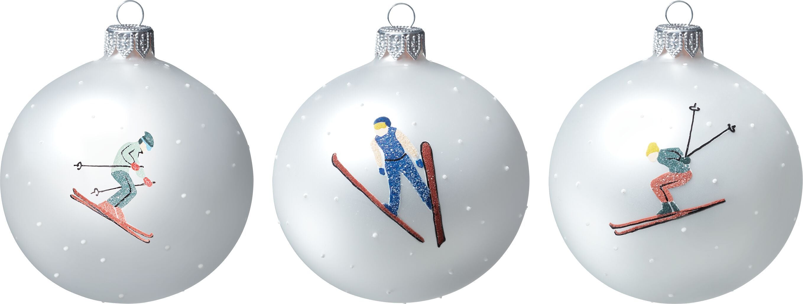 SKI Glaskugel - Weiss / D: 8 cm