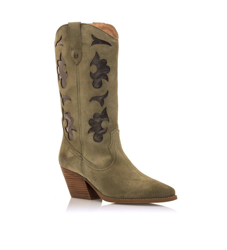 Botas Mustang Missouri em couro, marrom esverdeado - Altura do salto: 5 cm -