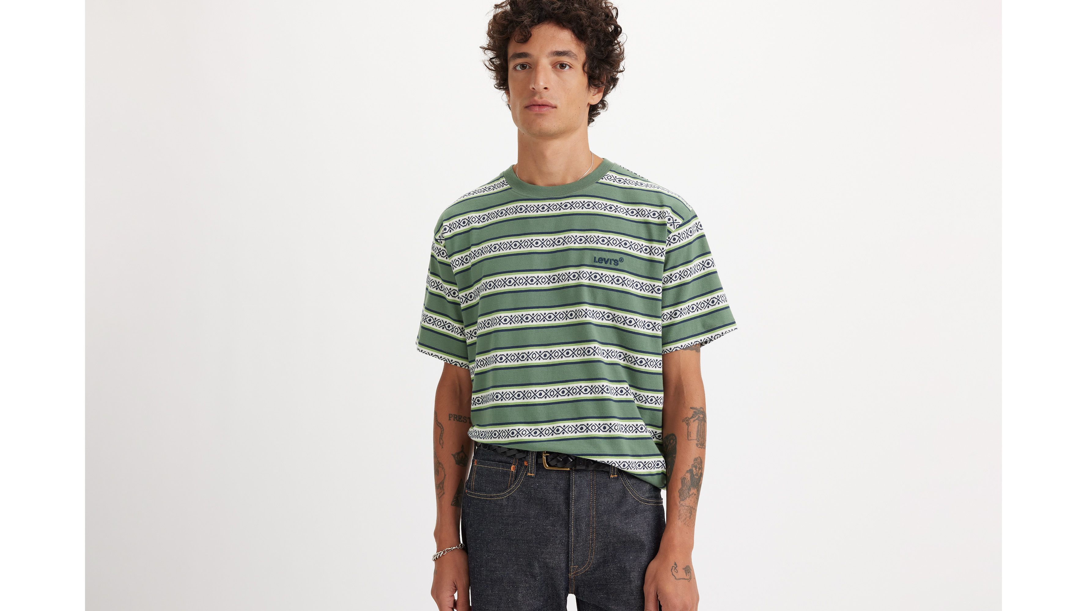 Levi's® t-shirt vintage Red Tab™ - Otis Geo Stripe Dark Forest - Vert