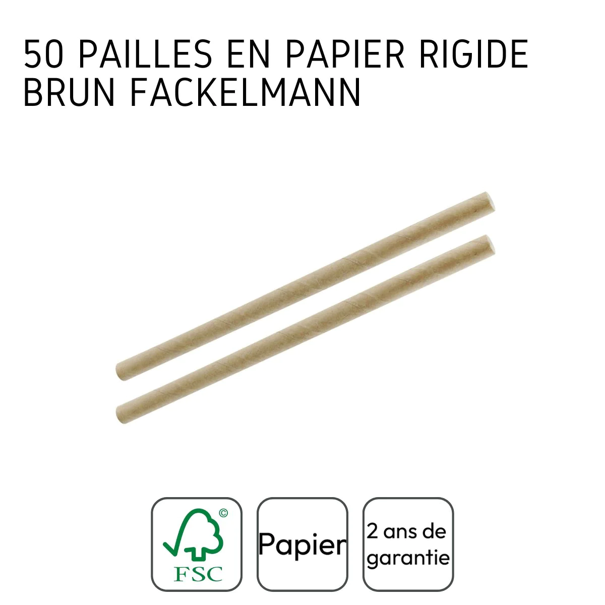 Boite de 50 pailles en papier rigide brun Eco Friendly Fackelmann