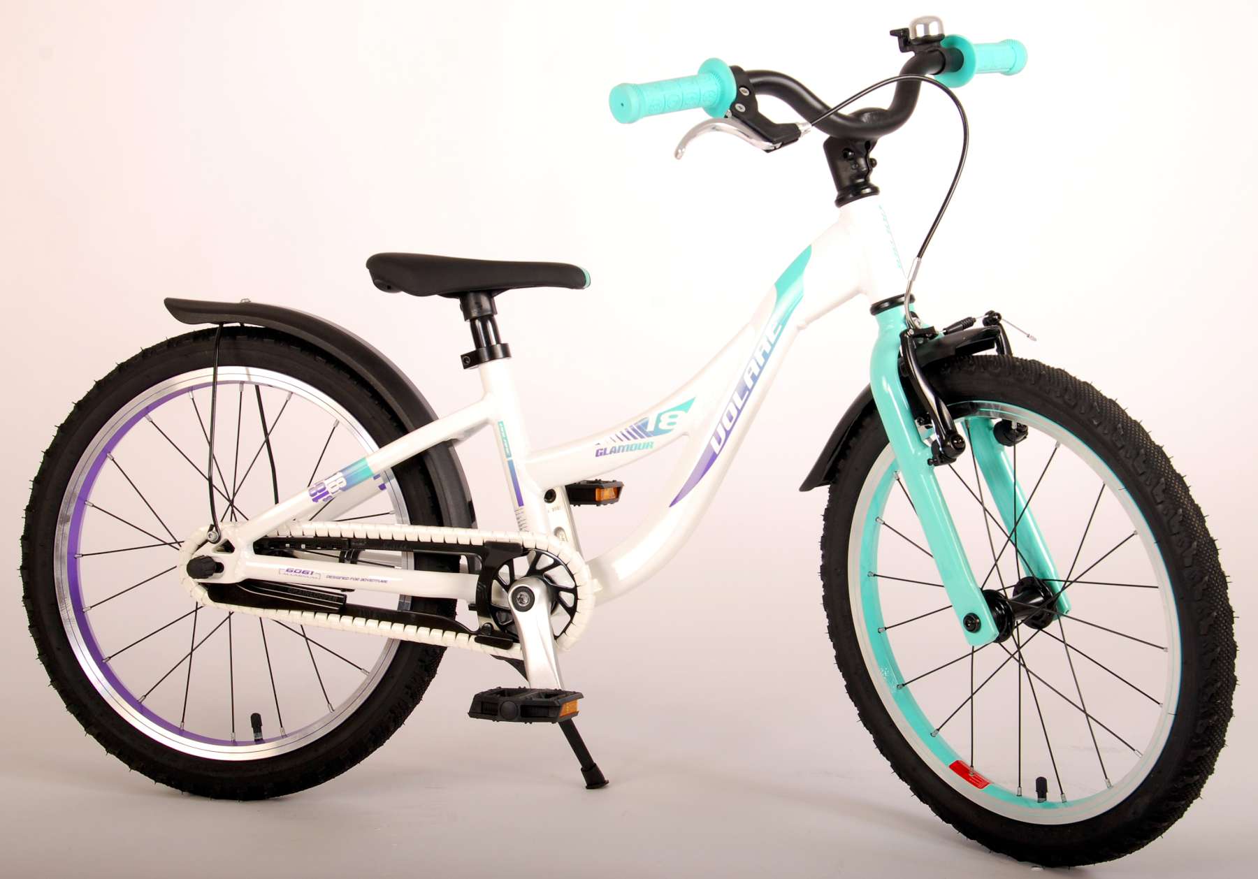 Kinderfahrrad Glamour für Mädchen 18 Zoll Kinderrad in Weiß/Mintgrün