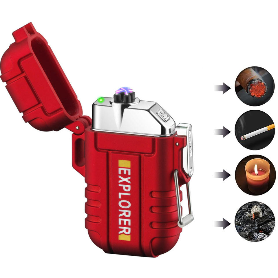 Elektrisches Lichtbogen USB Camping Feuerzeug (Wiederaufladbar) - Rot