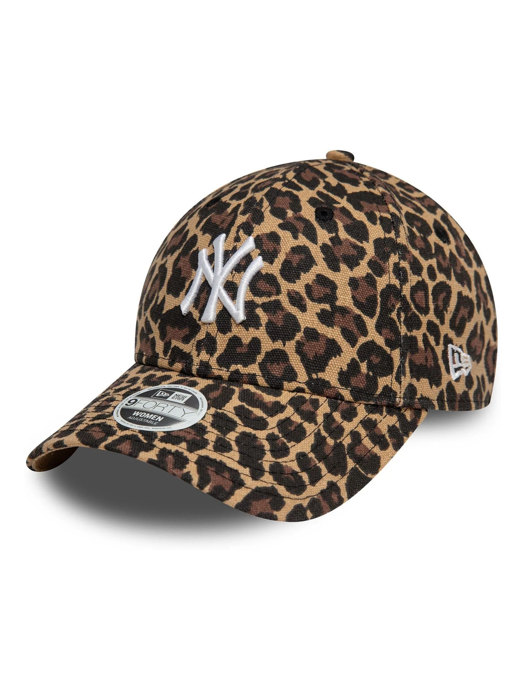 New Era zwarte pet met luipaardprint 100% katoen