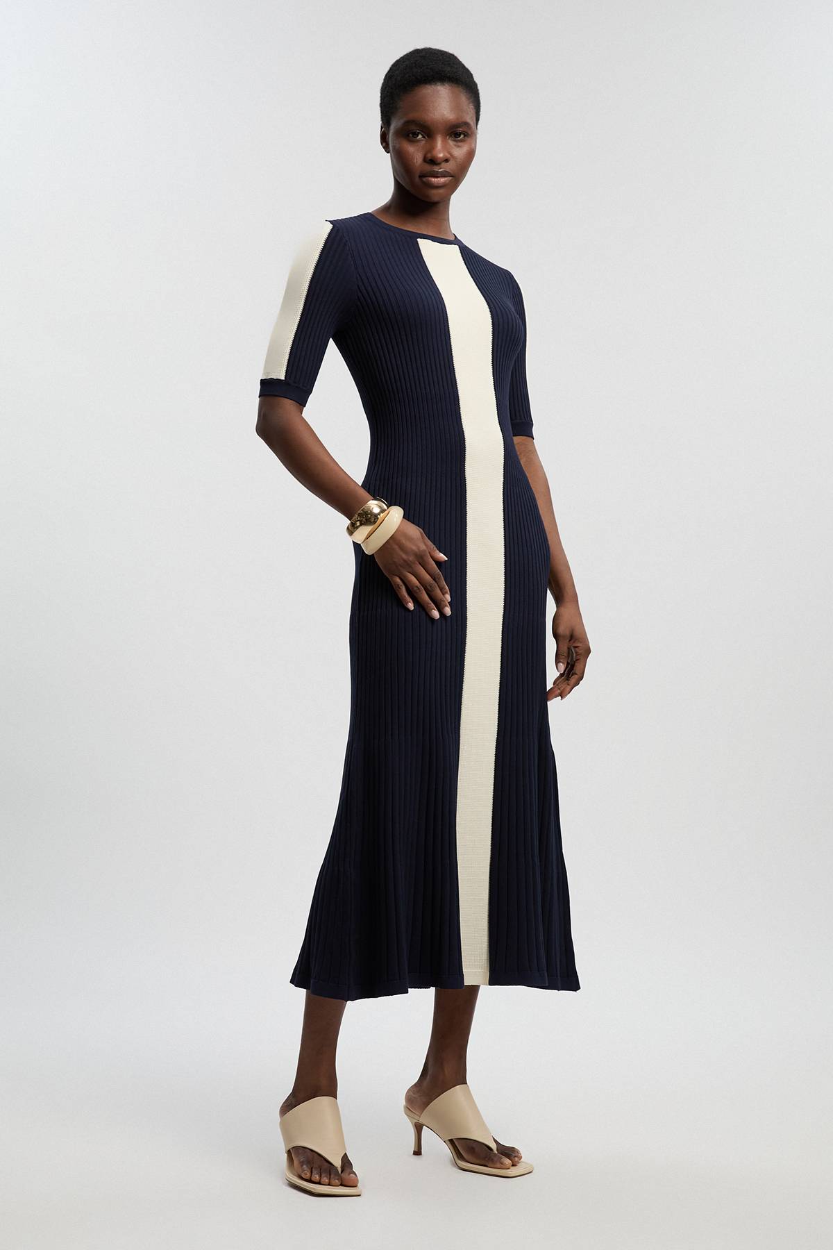 KarenMillen Robe Maxi Tricotée Côtelée À Blocs De Couleur