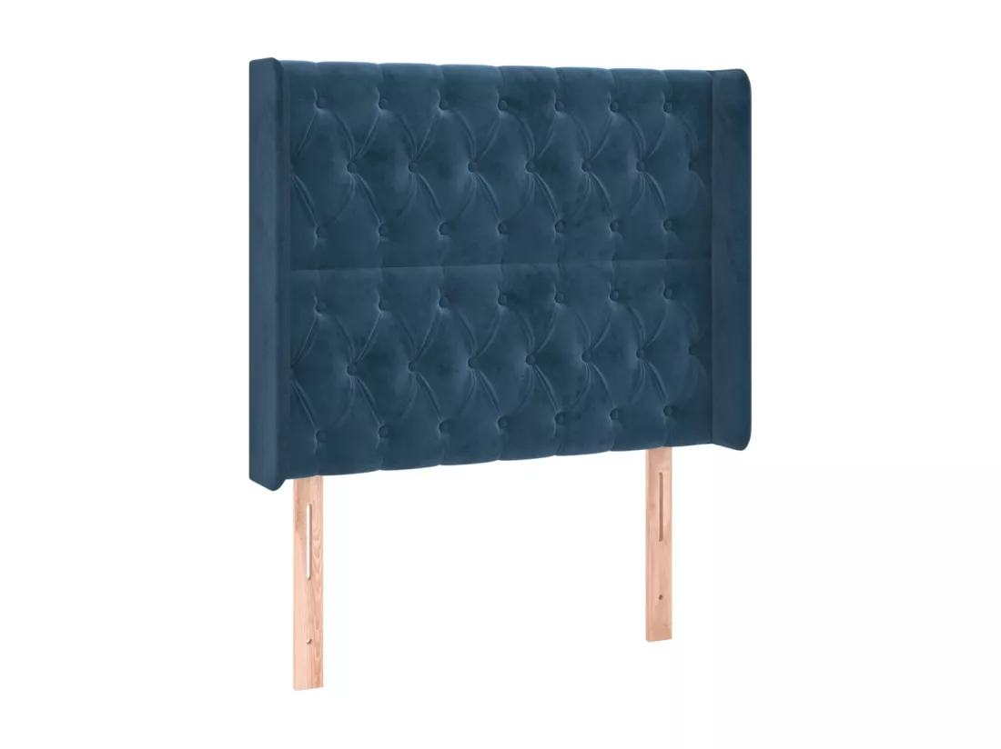 Sommier tapissier et matelas et LED Bleu foncé 90x190cm Velours