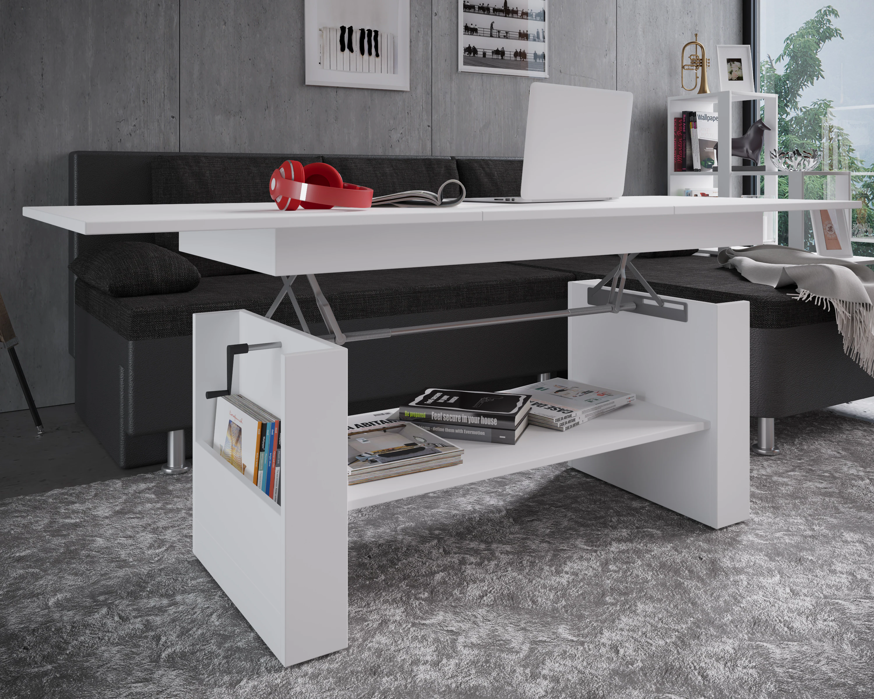 VCM Holz Couchtisch Sofatisch Wohnzimmertisch Kobila höhenverstellbar ausziehbar