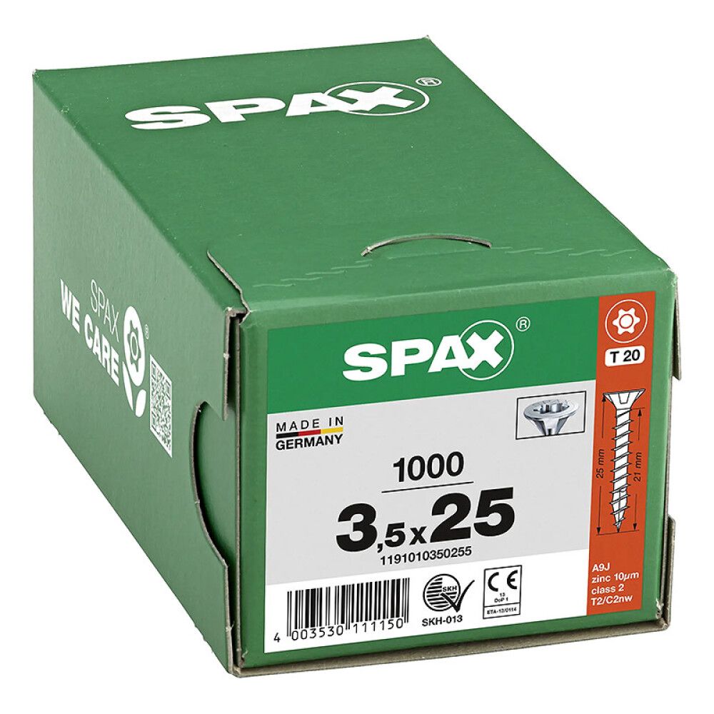 SKRUE SPAX SENKHODE TORX 3,5X25MM 1000 STK