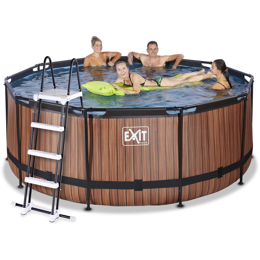 EXIT Wood Pool ø360x122cm mit Sandfilterpumpe, braun