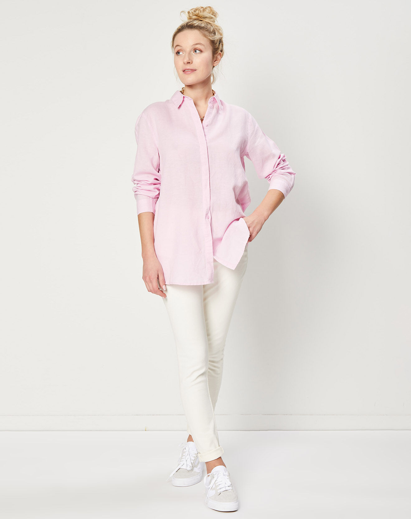 Esprit Jean Slim en Toile de coton blanc
