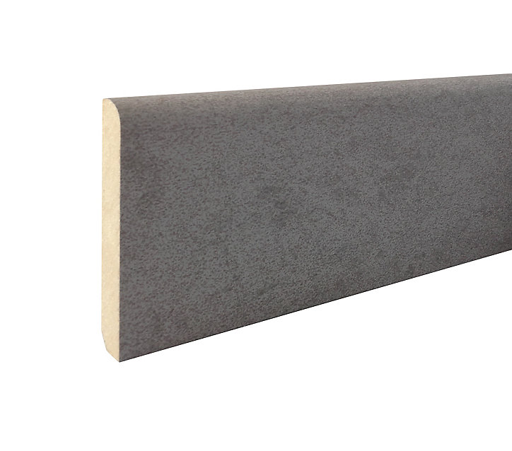 Plinthe arrondie MDF revêtu papier gris béton 240 x 8 cm, ép.14 mm