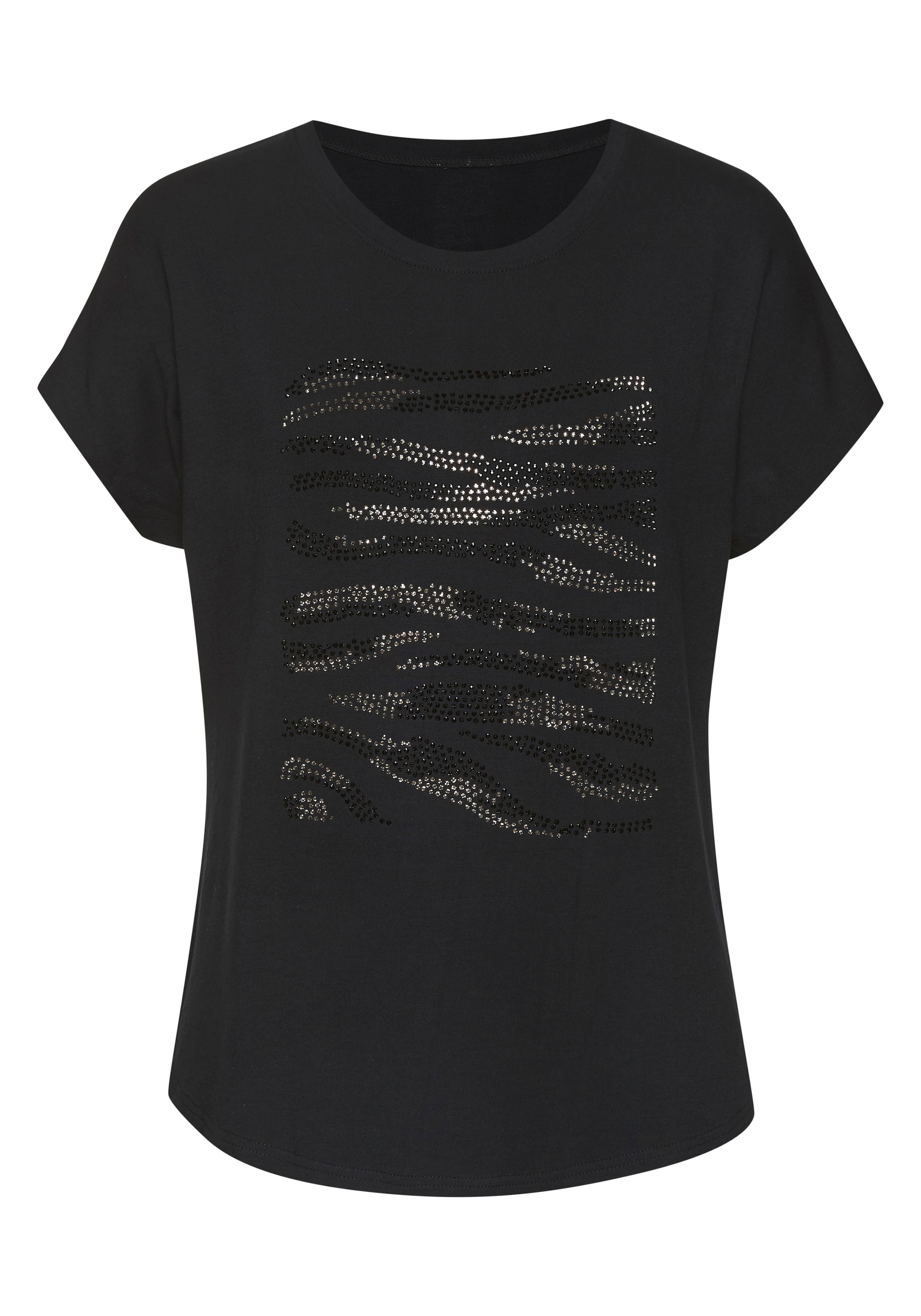 LASCANA Rundhalsshirt »mit Strass-Dessin«, aus hochwertiger French Terry-Qualität aus Viskose