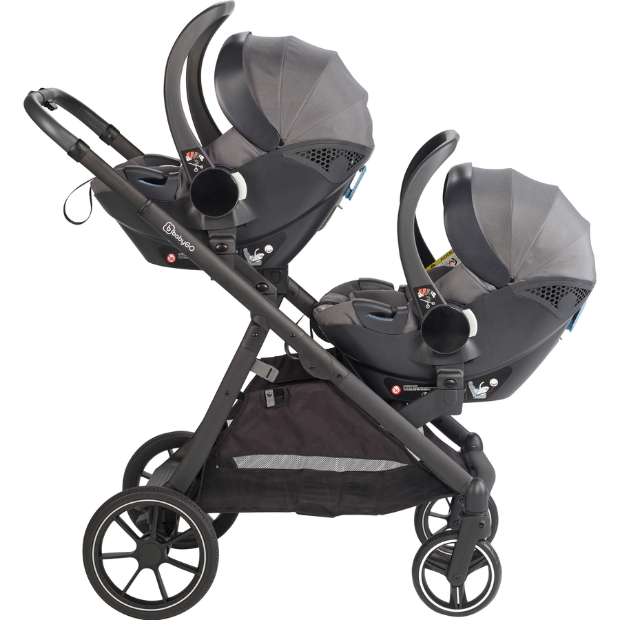 babyGO Geschwisterwagen Duo Mega Set Grey