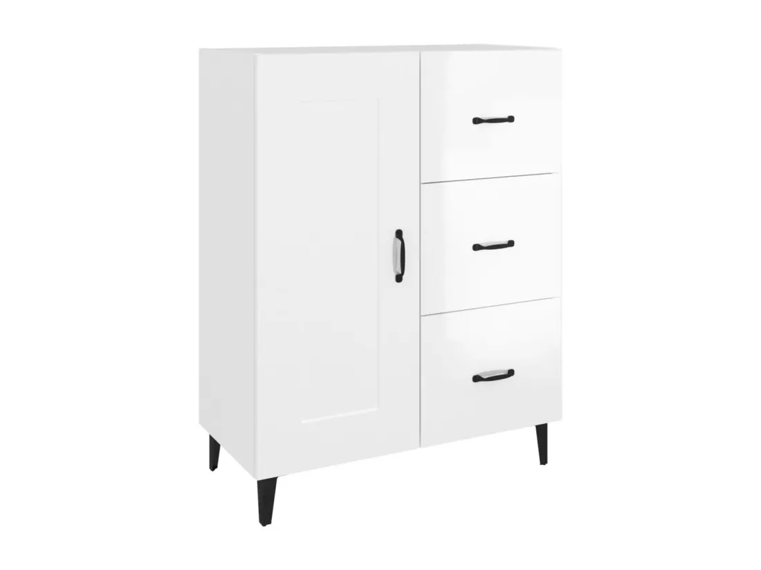 Buffet Blanc brillant 69,5x34x90 cm Bois d'ingénierie