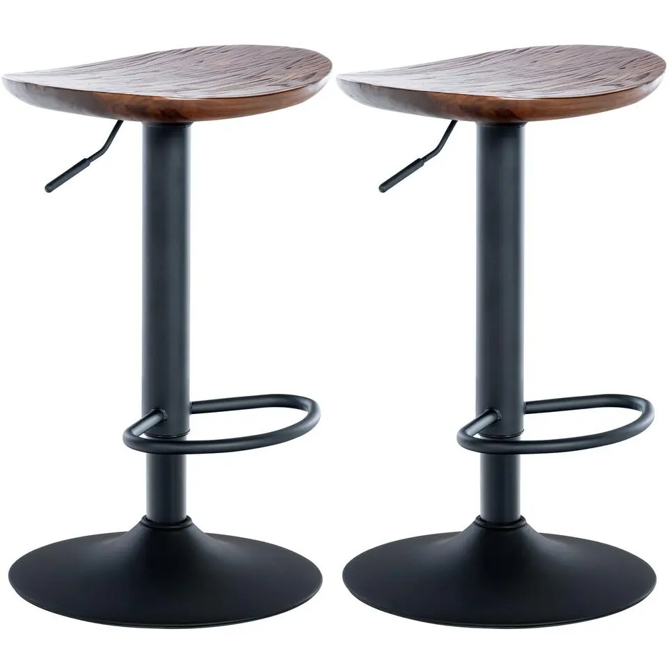 CLP Set van 2 Barkruk Skelde zwart Frame - Hout - walnoot