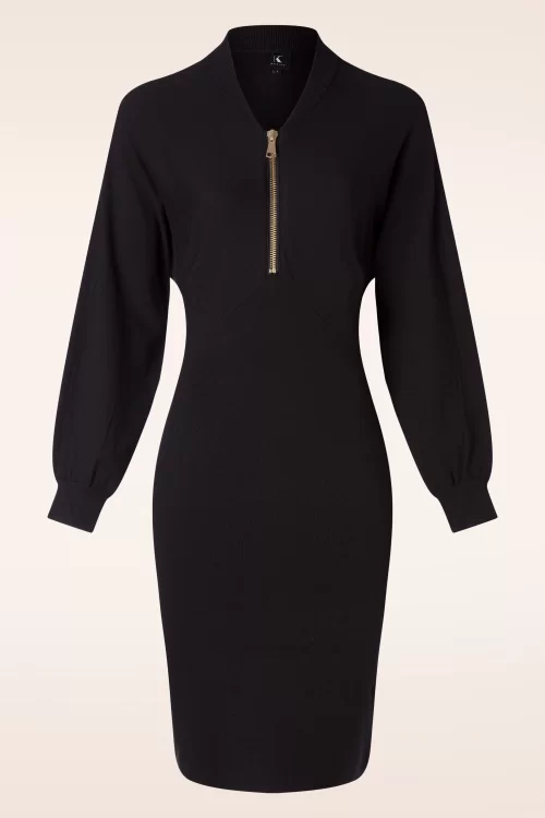K-Design Allison Bomber Style gebreide jurk in zwart