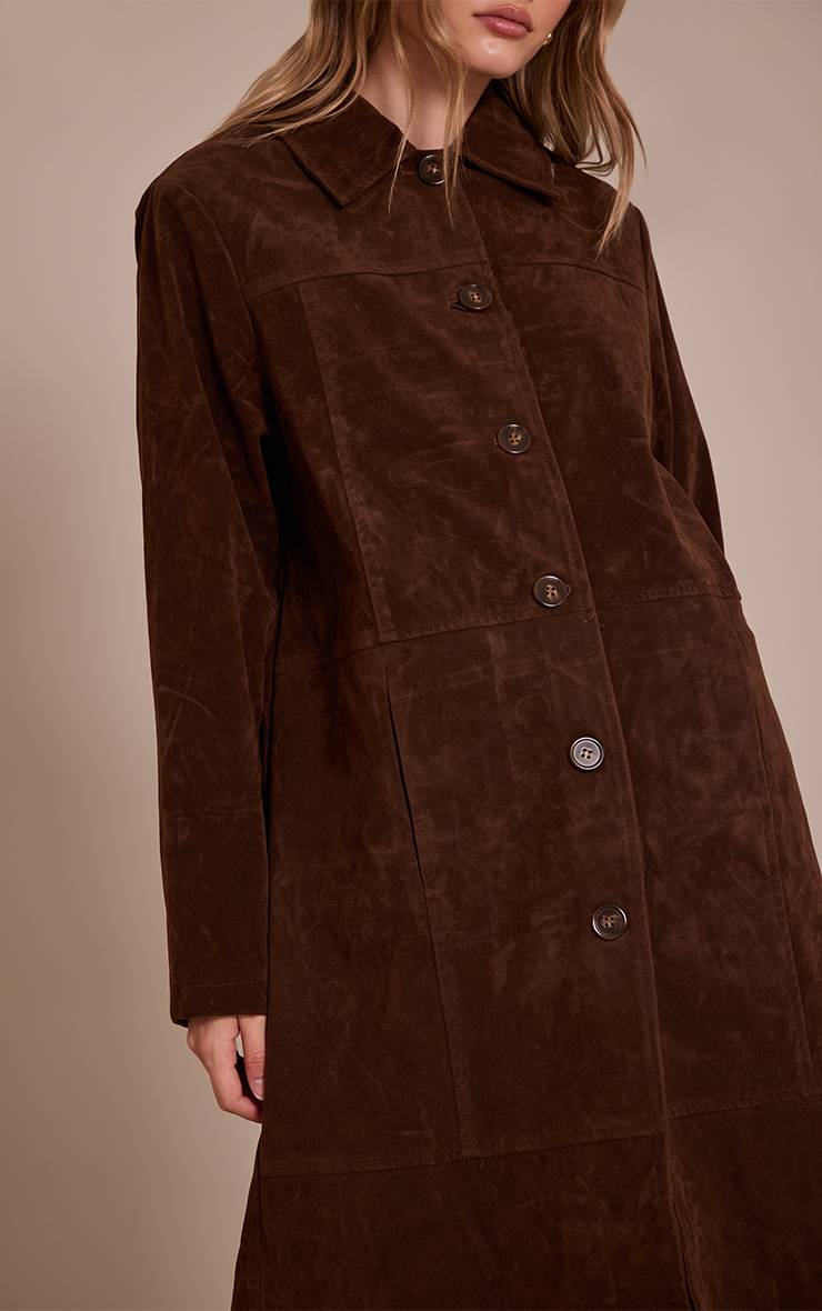 Chocolat Manteau Long En Synthétique À Boutons