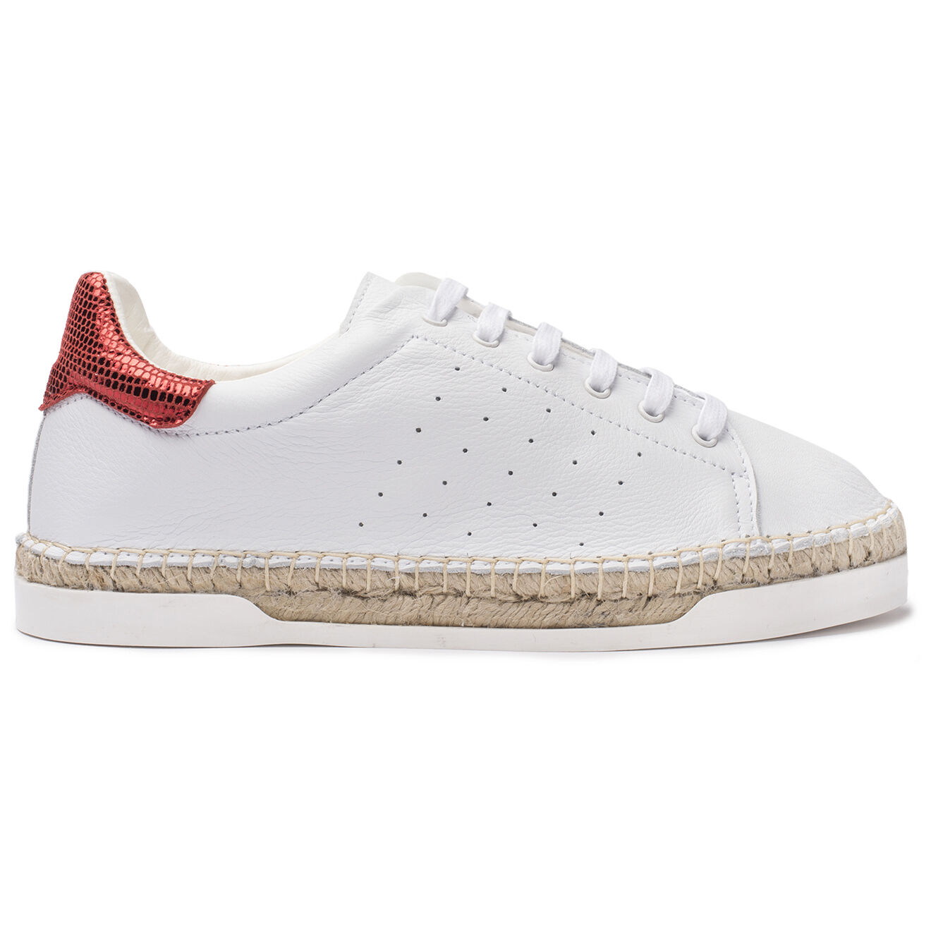 Canal Saint Martin Baskets espadrilles en Cuir Lancry Roma blanc/rouge