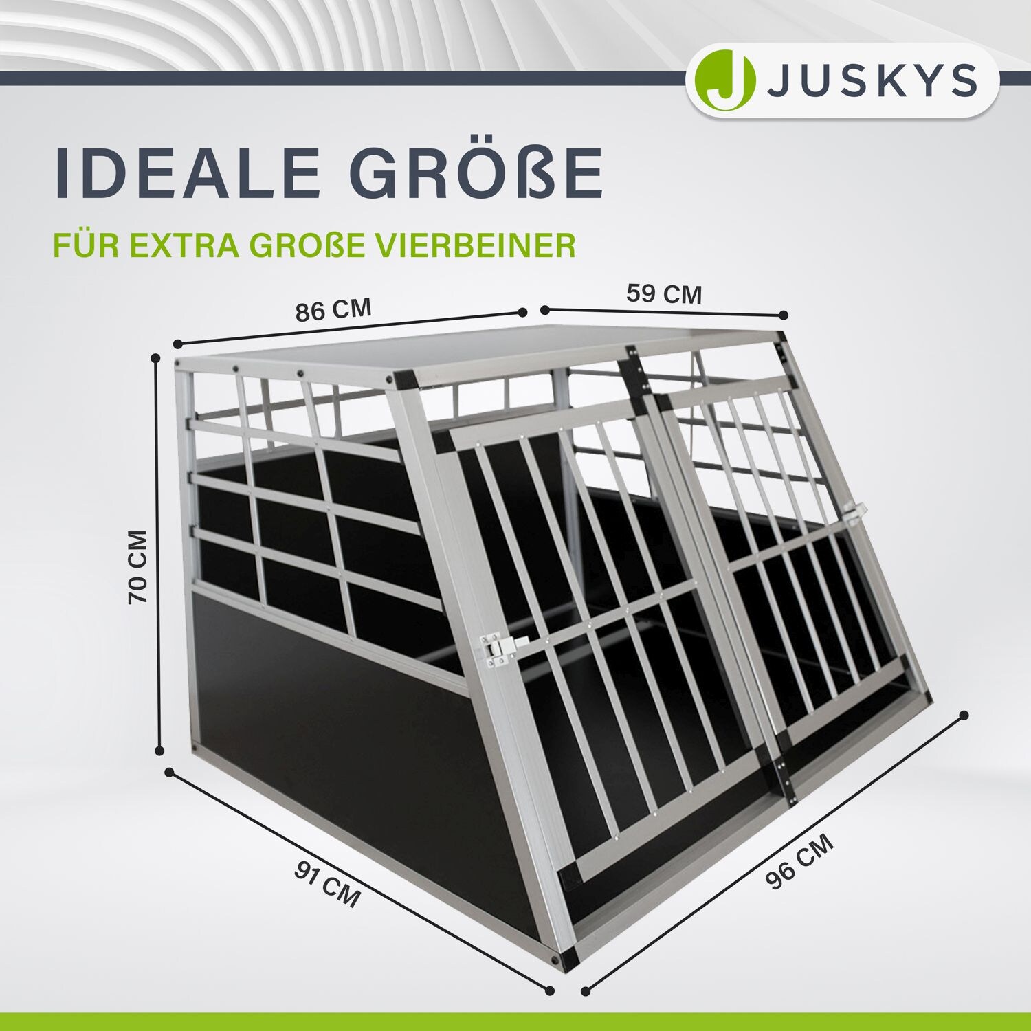 Juskys Alu Hundetransportbox XL - 96×91×70 cm verschließbar & pflegeleicht - Hundebox für Hunde