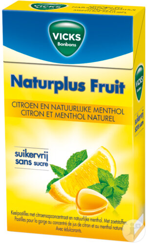 Vicks Fruit Plus C Citron Sans Sucre Boîte 40g