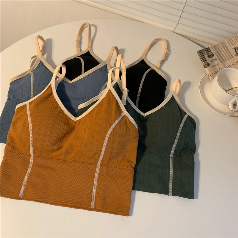 Moon City - Cropped camisoletop met contrasterende rand