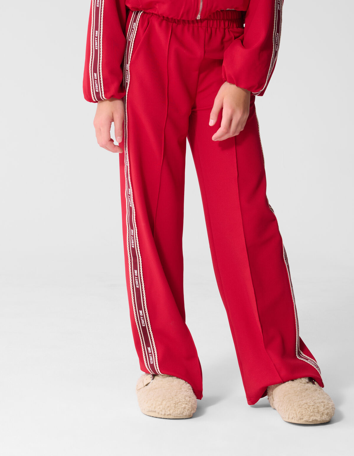 Tape Wide Leg Fit Broek Rood
