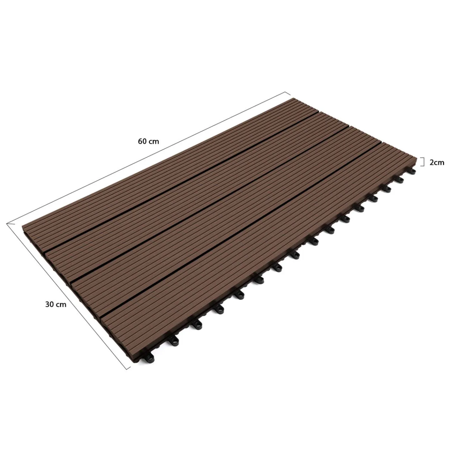 Lot de 5 dalles de terrasse rectangulaire WODHY clipsables bois composite taupe 60 x 30 cm