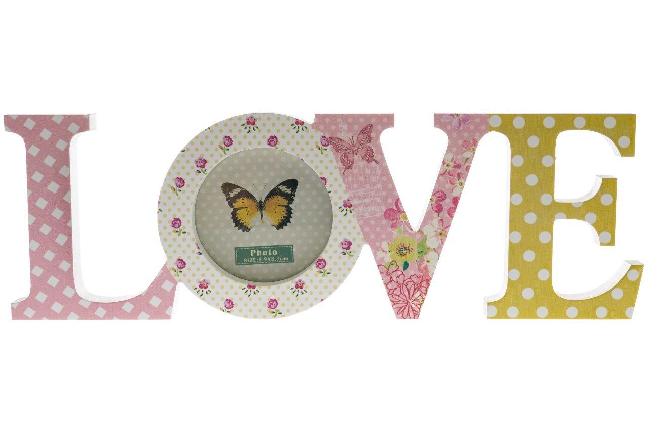Love-Bilderrahmen SAGA - weiß-rosa-grün - 37 cm