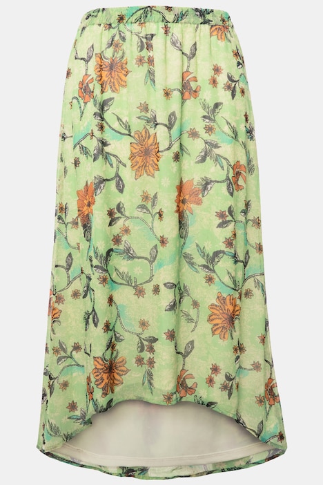 Midirock, A-Line, Chiffon, Flowerprint, Elastikbund