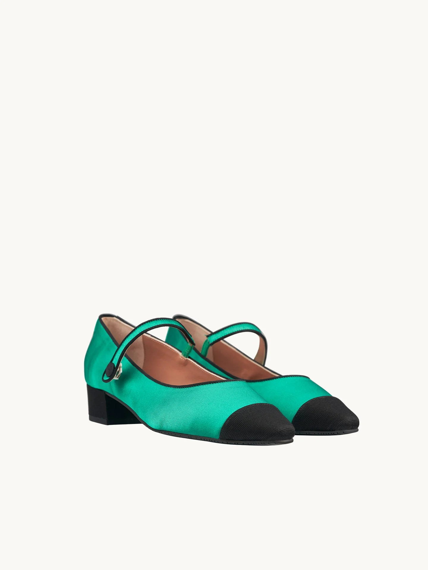 BAMBIE SATIN GREEN - Ballerines pointues à petit talon en satin | Vert