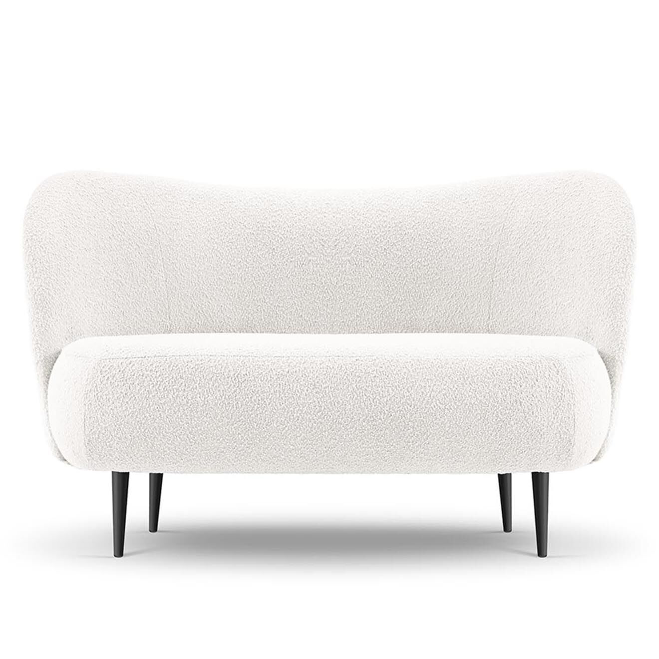 Mazzini Sofas Canapé Clove 2 places Velours bouclé blanc - 130x77x80 cm