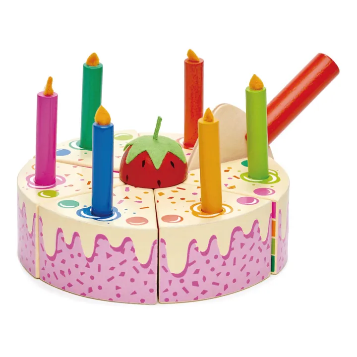 Tender Leaf Toys Gâteau d'anniversaire arc-en-ciel en bois