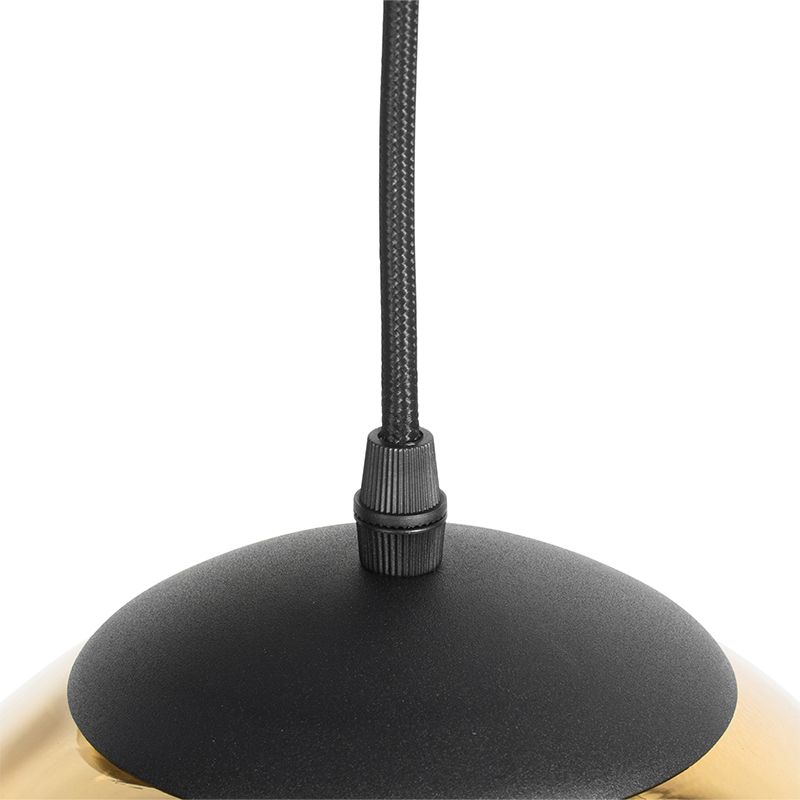 Smart hanglamp zwart met goud glas 7-lichts incl. 7 Wifi A60 - pallon