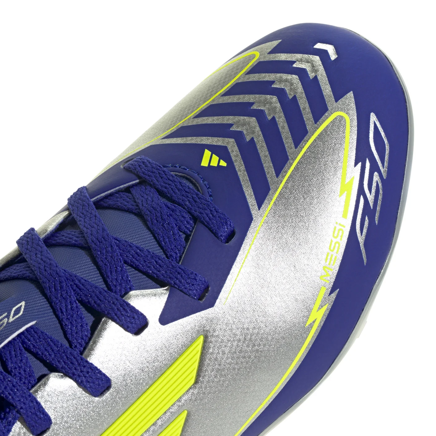 Adidas F50 Messi League Gras / Kunstgras Voetbalschoenen (MG) Kids Zilver Donkerblauw Geel