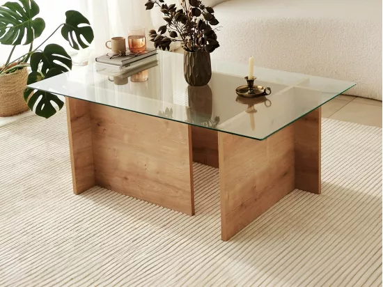 Table basse en verre trempé - Naturel clair et Transparent - AZRA