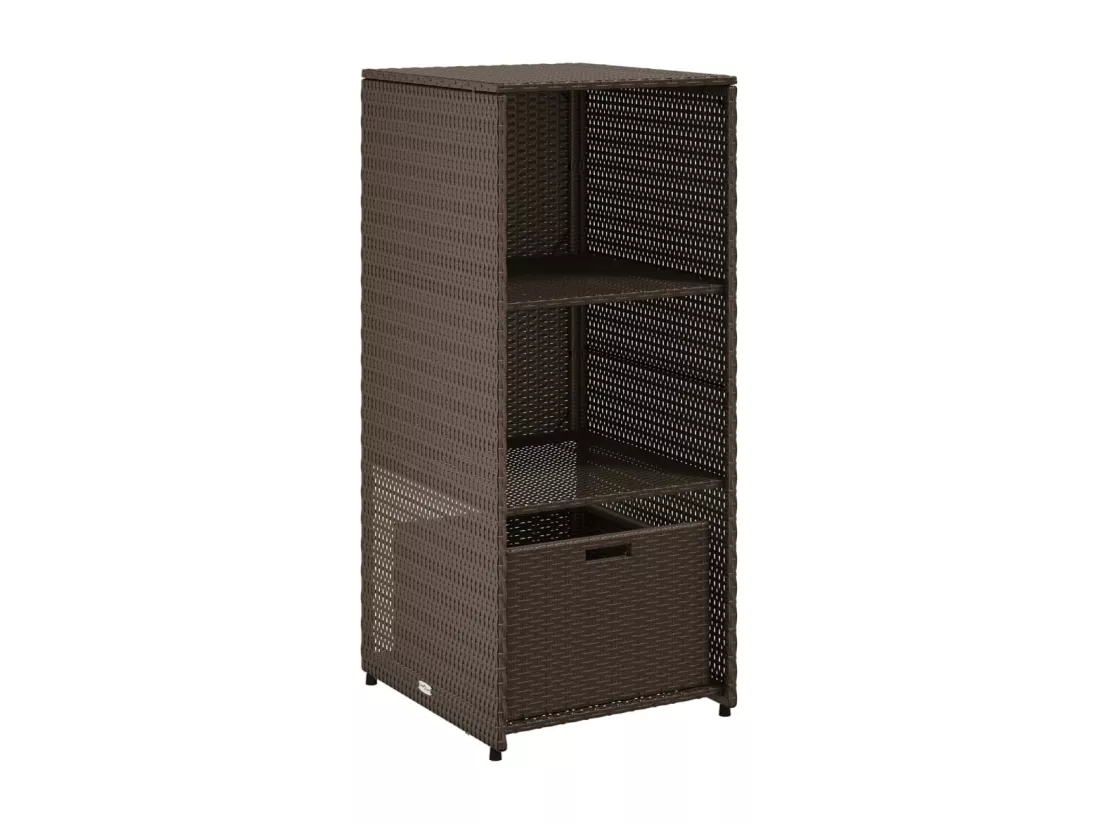 Armoire de rangement jardin marron 50x55x115 cm résine tressée