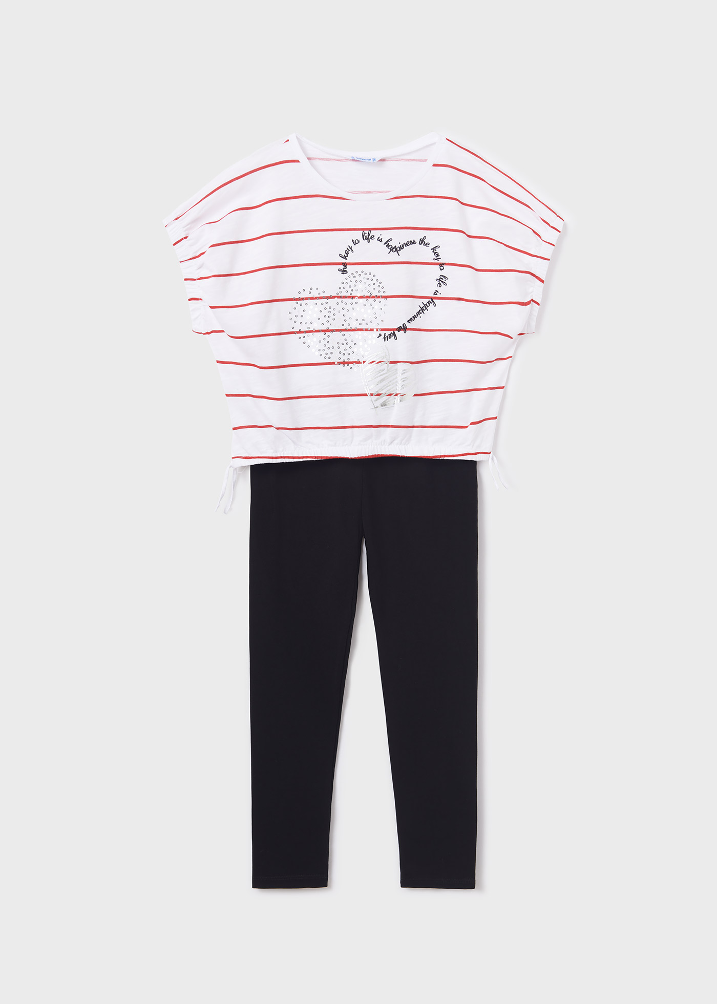 Conjunto de duas peças com camiseta de algodão e leggings para meninas